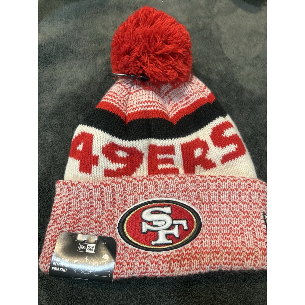 New Era San Francisco 49ers NFL Sideline Pom Knit Beanie Hat - NWT